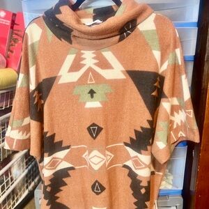 First Love Geometric Patterned Top - Brown, Green, Black